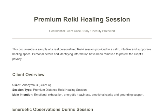 personalized reiki healing session